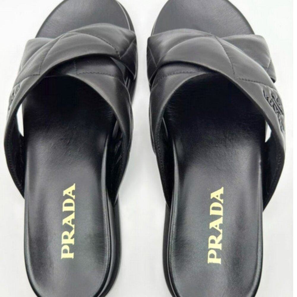 prada padded nappa criss cross sandals